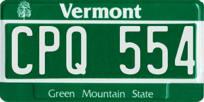 VT license plate CPQ554
