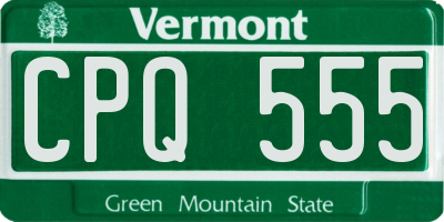 VT license plate CPQ555