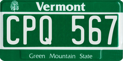 VT license plate CPQ567