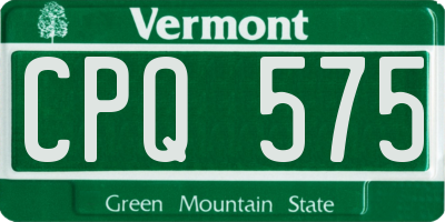 VT license plate CPQ575