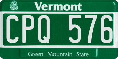 VT license plate CPQ576