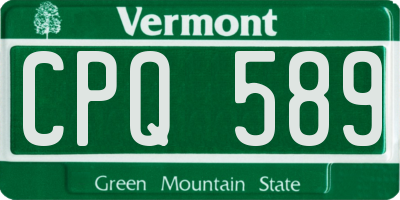 VT license plate CPQ589