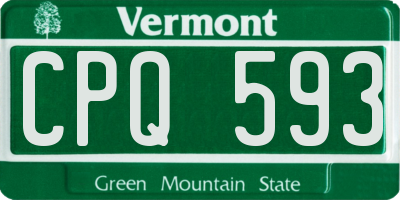 VT license plate CPQ593
