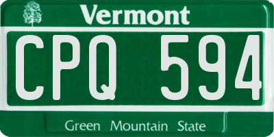 VT license plate CPQ594