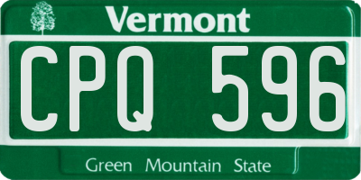 VT license plate CPQ596