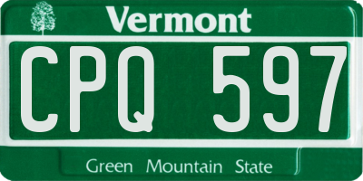 VT license plate CPQ597