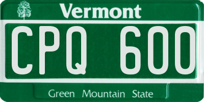 VT license plate CPQ600