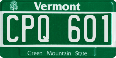 VT license plate CPQ601