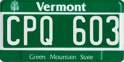 VT license plate CPQ603