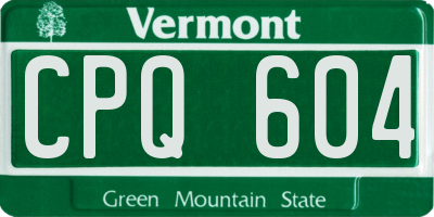 VT license plate CPQ604