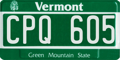 VT license plate CPQ605