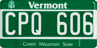 VT license plate CPQ606
