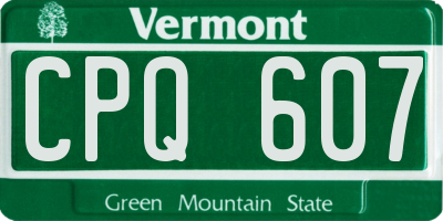 VT license plate CPQ607