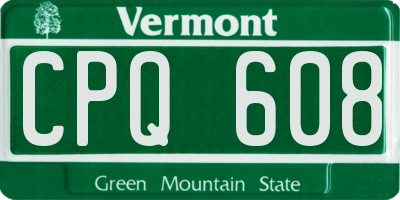VT license plate CPQ608