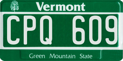 VT license plate CPQ609