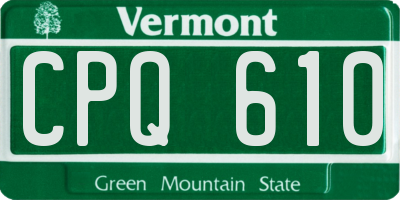 VT license plate CPQ610
