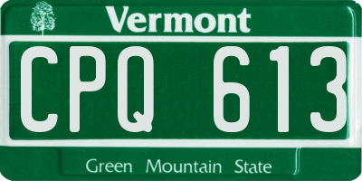 VT license plate CPQ613
