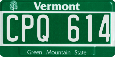 VT license plate CPQ614