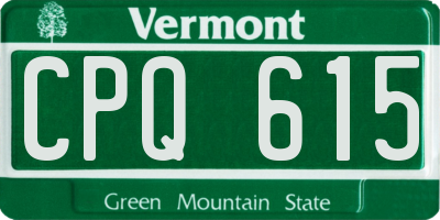 VT license plate CPQ615