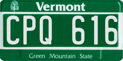 VT license plate CPQ616