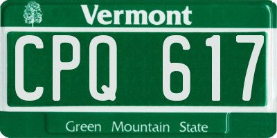 VT license plate CPQ617