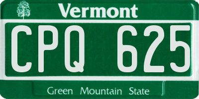 VT license plate CPQ625