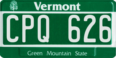 VT license plate CPQ626