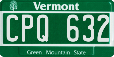 VT license plate CPQ632