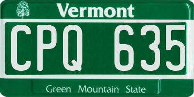 VT license plate CPQ635
