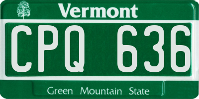 VT license plate CPQ636