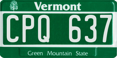 VT license plate CPQ637