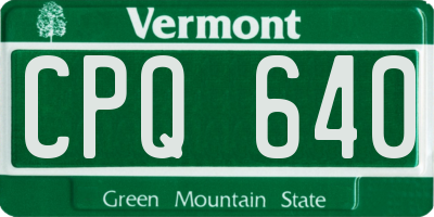 VT license plate CPQ640