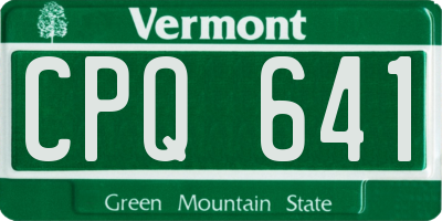 VT license plate CPQ641