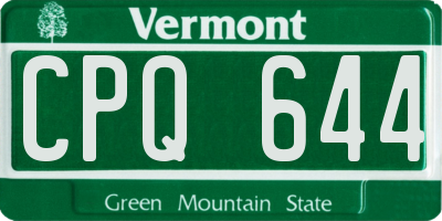 VT license plate CPQ644