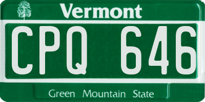 VT license plate CPQ646
