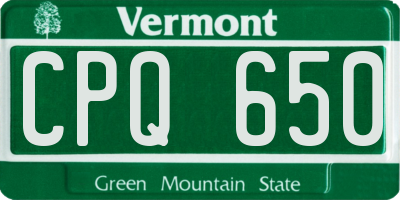VT license plate CPQ650