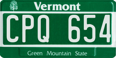 VT license plate CPQ654