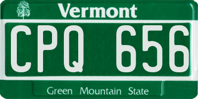 VT license plate CPQ656