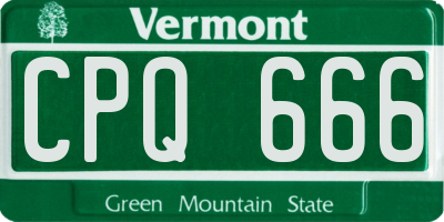 VT license plate CPQ666