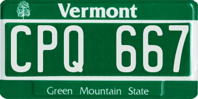 VT license plate CPQ667