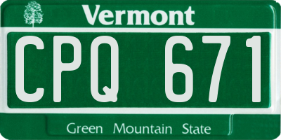VT license plate CPQ671