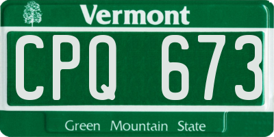 VT license plate CPQ673