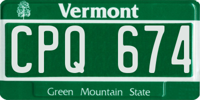 VT license plate CPQ674