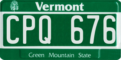 VT license plate CPQ676