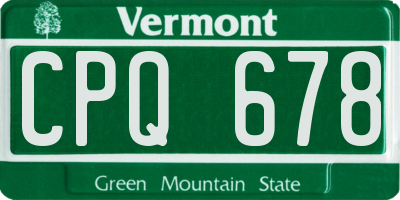 VT license plate CPQ678
