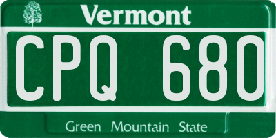 VT license plate CPQ680