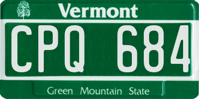 VT license plate CPQ684