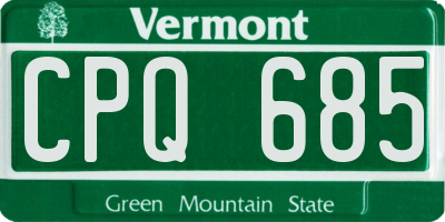 VT license plate CPQ685