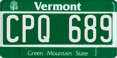 VT license plate CPQ689