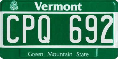 VT license plate CPQ692